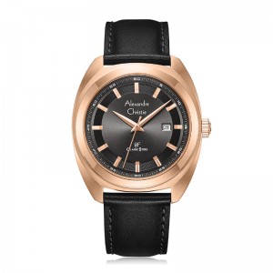 Alexandre Christie AC 8702 Rosegold Black Leather Man MDLRGDG
